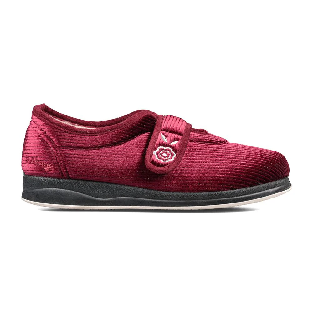 Padders Ladies Slippers 2E Fit Vulcanised - CAMILLA - Camilla / null - Winter Red Sparkle Cord - Image 2