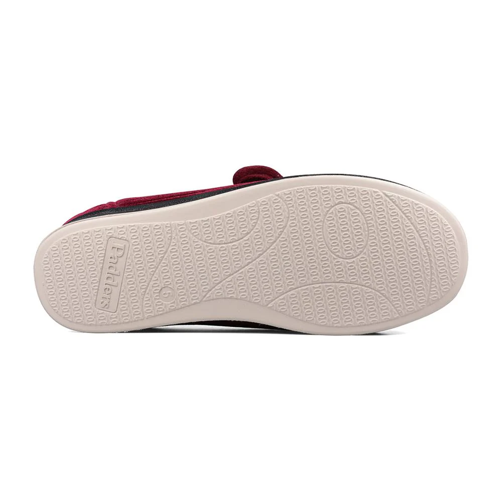 Padders Ladies Slippers 2E Fit Vulcanised - CAMILLA - Camilla / null - Winter Red Sparkle Cord - Image 3