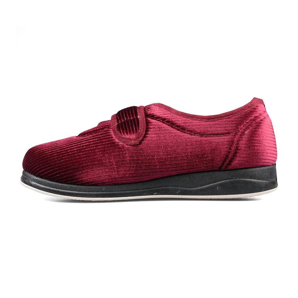 Padders Ladies Slippers 2E Fit Vulcanised - CAMILLA - Camilla / null - Winter Red Sparkle Cord - Image 5