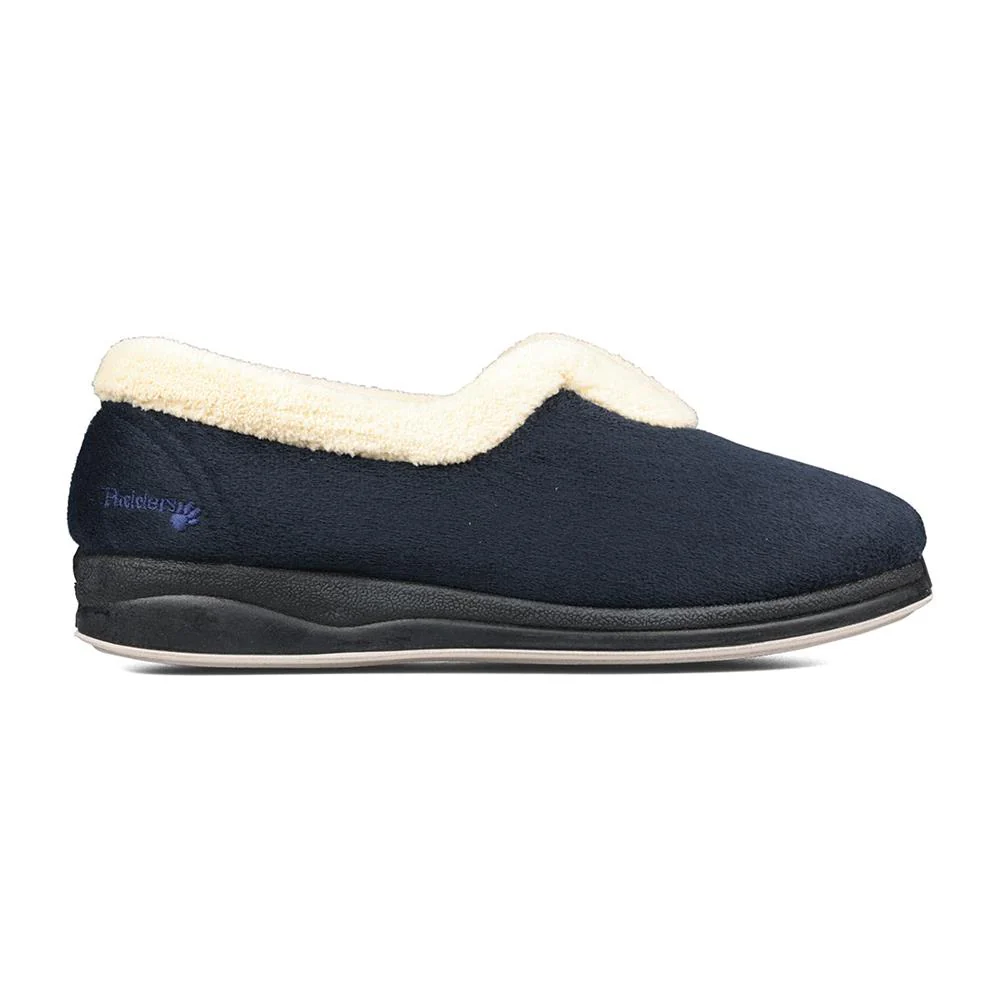 Padders Ladies Slippers 2E Fit Vulcanised - CARMEN - Carmen / null - Navy - Image 2