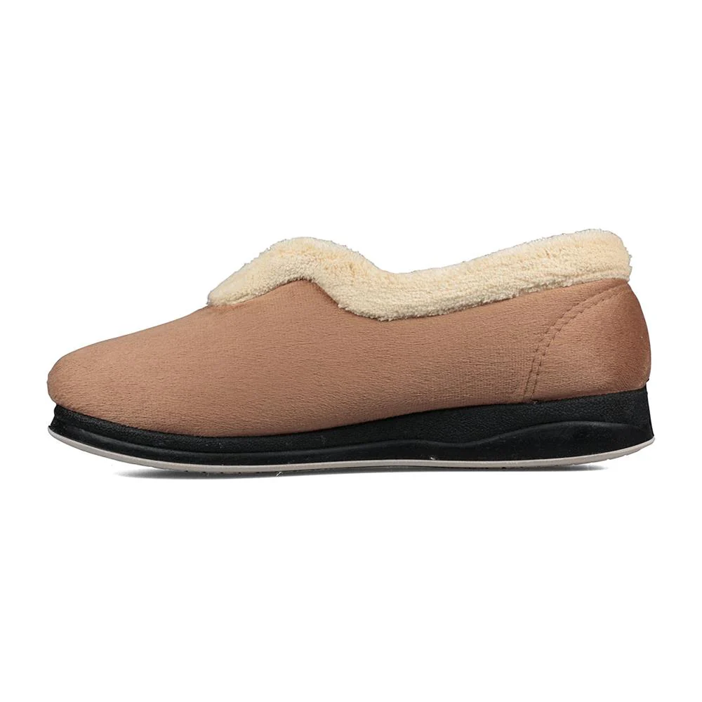 Padders Ladies Slippers 2E Fit Vulcanised - CARMEN - Carmen / null - TAUPE /CAMEL - Image 5