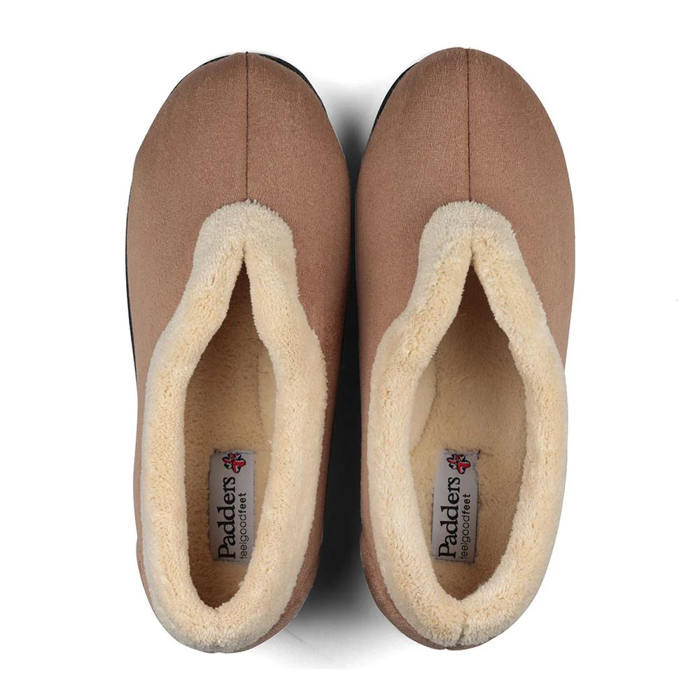 Padders Ladies Slippers 2E Fit Vulcanised - CARMEN - Carmen / null - TAUPE /CAMEL - Image 6