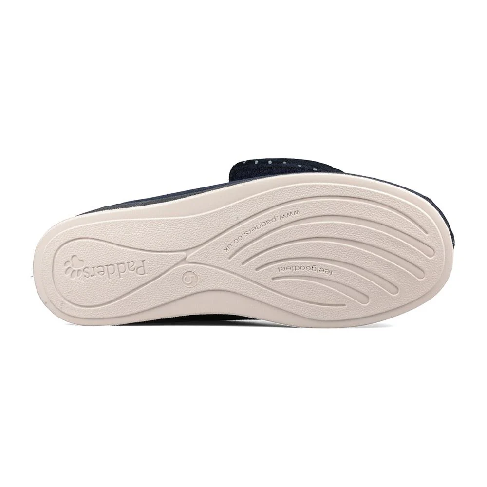 Padders Ladies Slippers 2E Fit Vulcanised - CHERISH - Cherish / null - Navy - Image 3