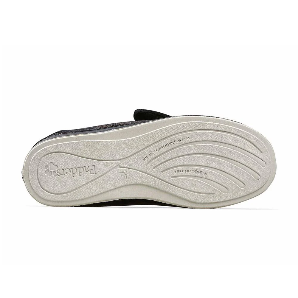 Padders Ladies Slippers 2E Fit Vulcanised - HUG - Hug / null - BLACK/MULTI - Image 3