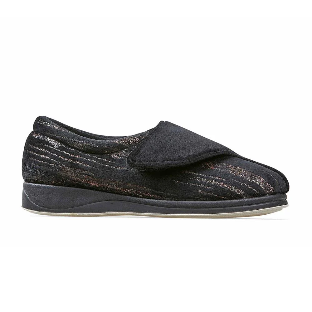 Padders Ladies Slippers 2E Fit Vulcanised - HUG - Hug / null - BLACK/MULTI - Image 4