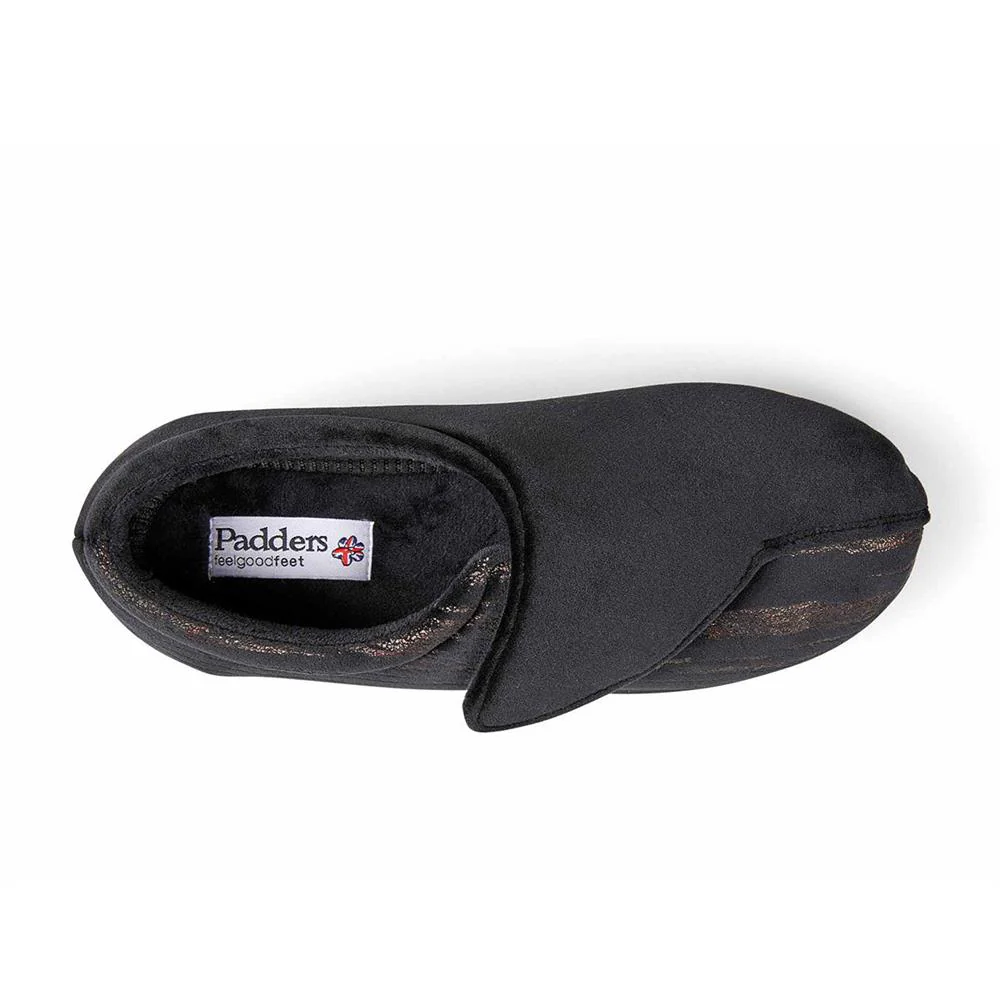 Padders Ladies Slippers 2E Fit Vulcanised - HUG - Hug / null - BLACK/MULTI - Image 5