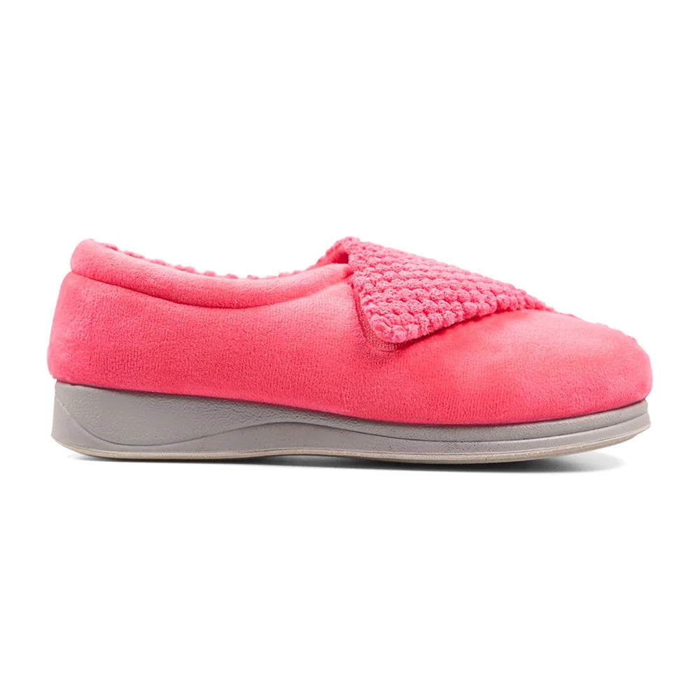 Padders Ladies Slippers 2E Fit Vulcanised - HUG - Hug / null - Pink-Multi - Image 2