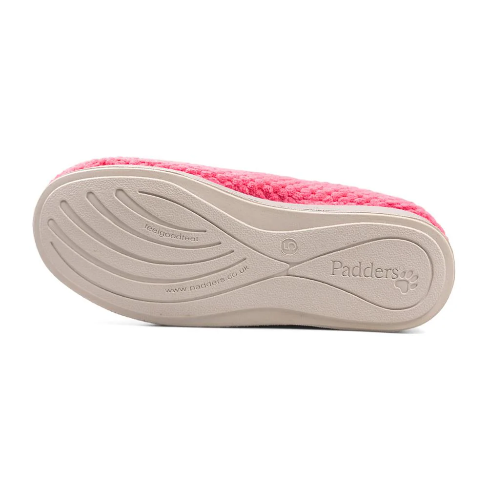 Padders Ladies Slippers 2E Fit Vulcanised - HUG - Hug / null - Pink-Multi - Image 3
