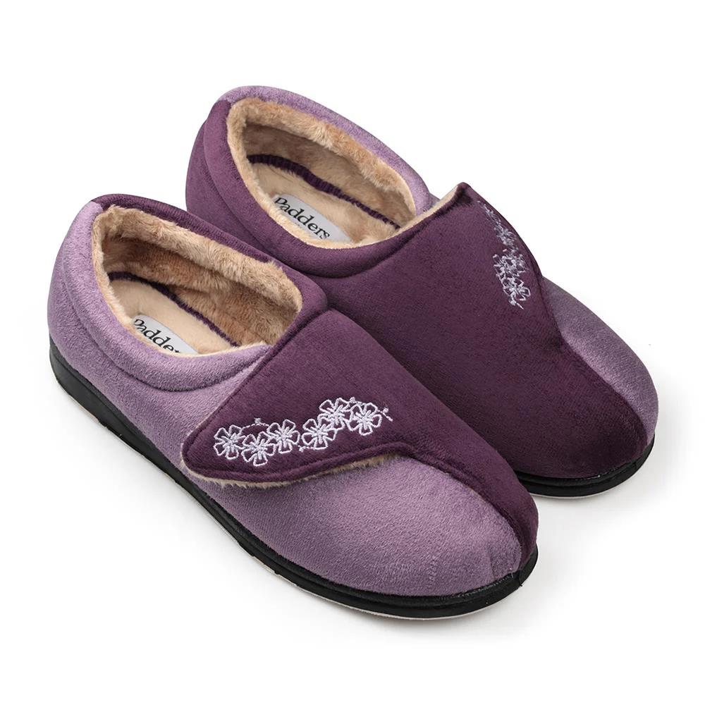 Padders Ladies Slippers 2E Fit Vulcanised - HUG - Hug / null - Purple Combi - Image 3
