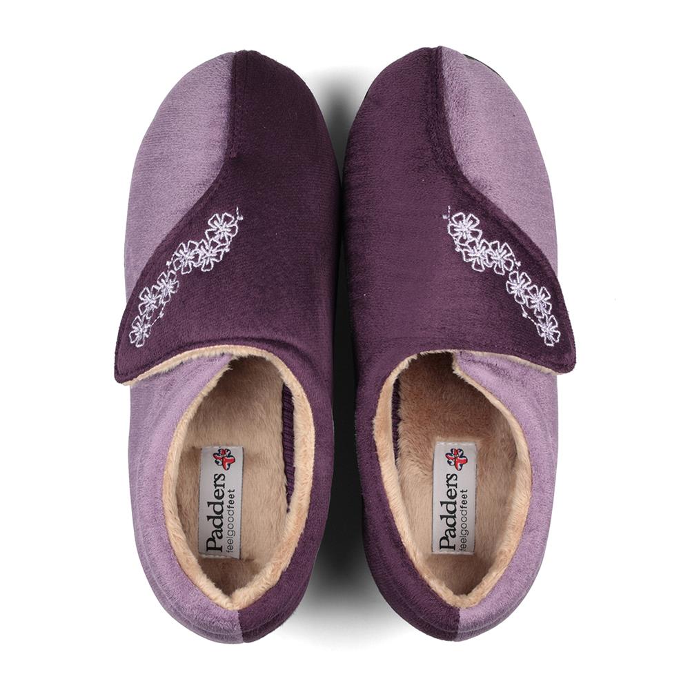 Padders Ladies Slippers 2E Fit Vulcanised - HUG - Hug / null - Purple Combi - Image 4
