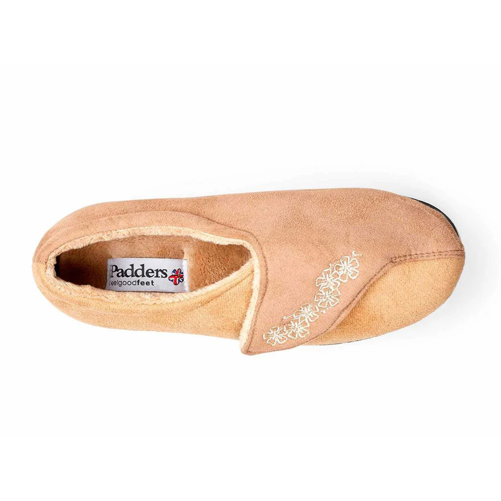 Padders Ladies Slippers 2E Fit Vulcanised - HUG - Hug / null - TAUPE /CAMEL - Image 3