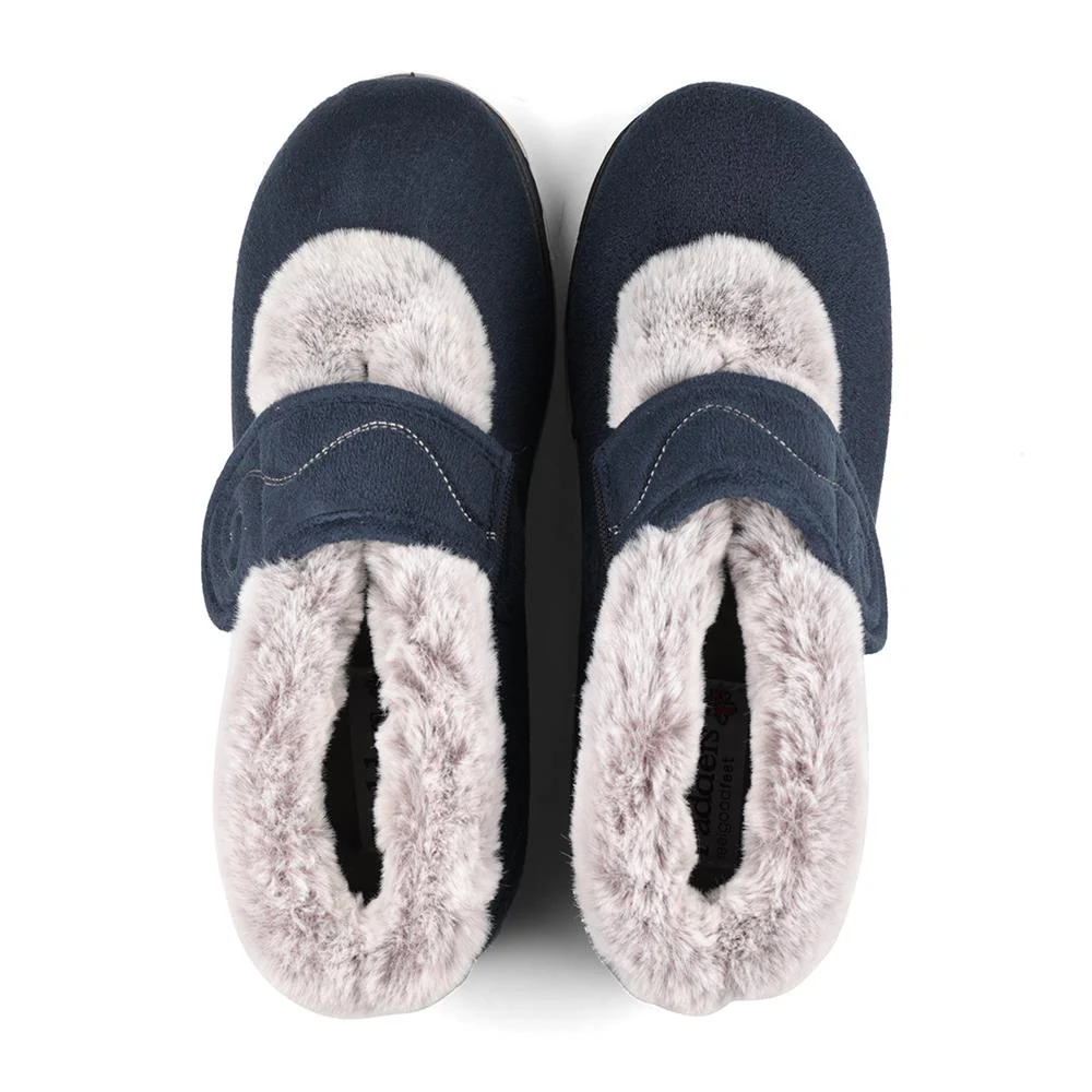 Padders Ladies Slippers 2E Fit Vulcanised - HUSH - Hush / null - Navy - Image 5