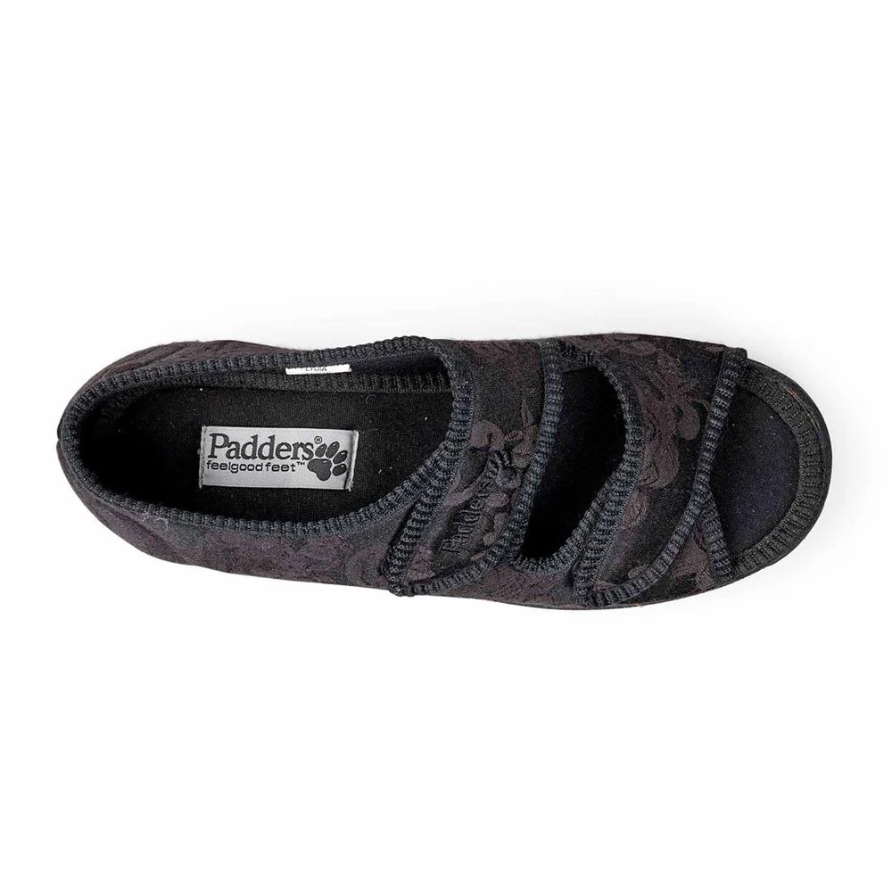 Padders + Ladies Slippers 2E Fit Vulcanised - LYDIA - Lydia / null - Black - Image 3
