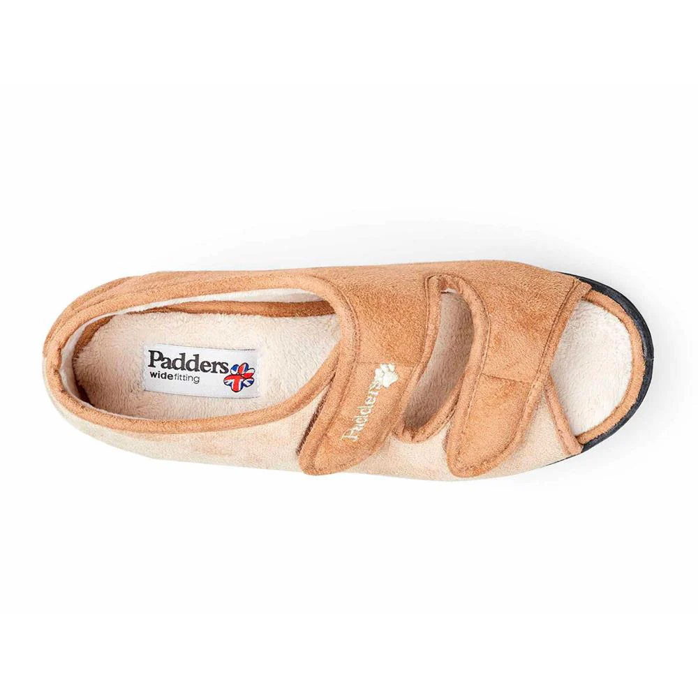 Padders + Ladies Slippers 2E Fit Vulcanised - LYDIA - Lydia / null - Taupe - Image 3