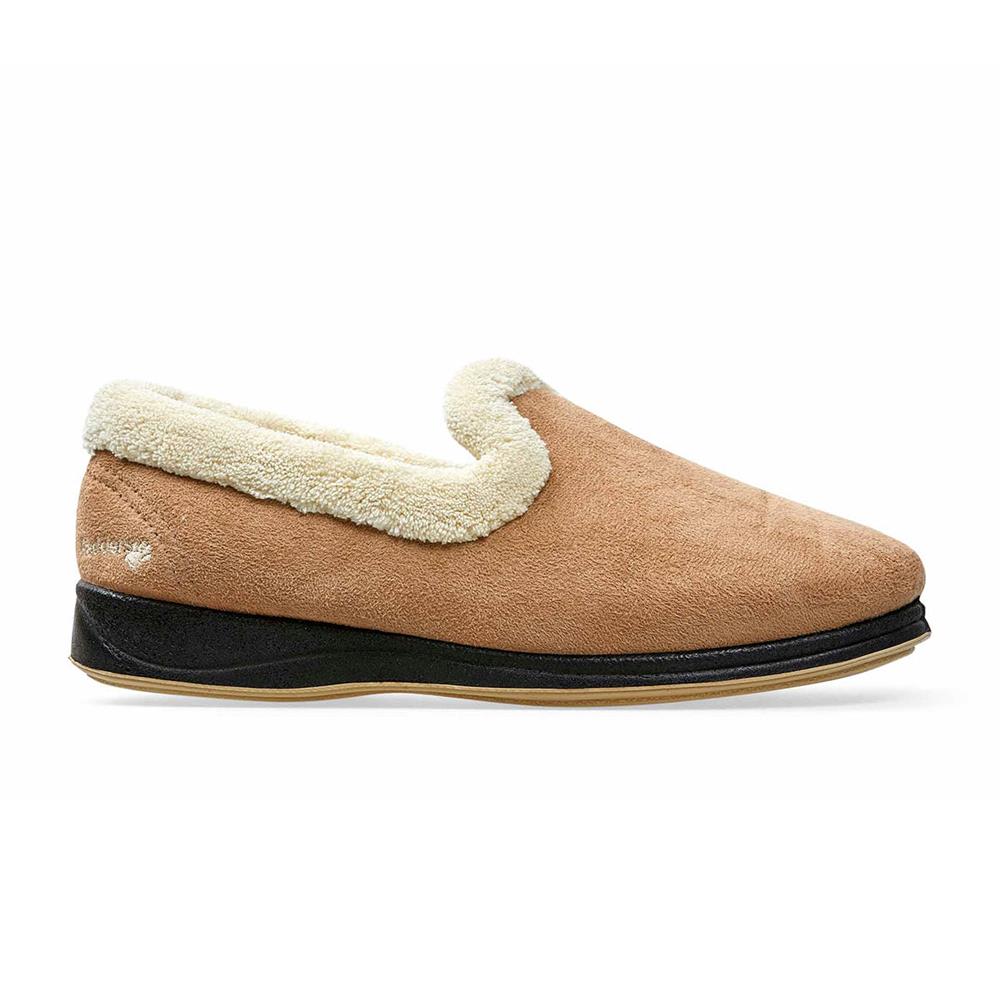 Padders Ladies Slippers 2E Fit Vulcanised - REPOSE - Repose / null - TAUPE /CAMEL - Image 2