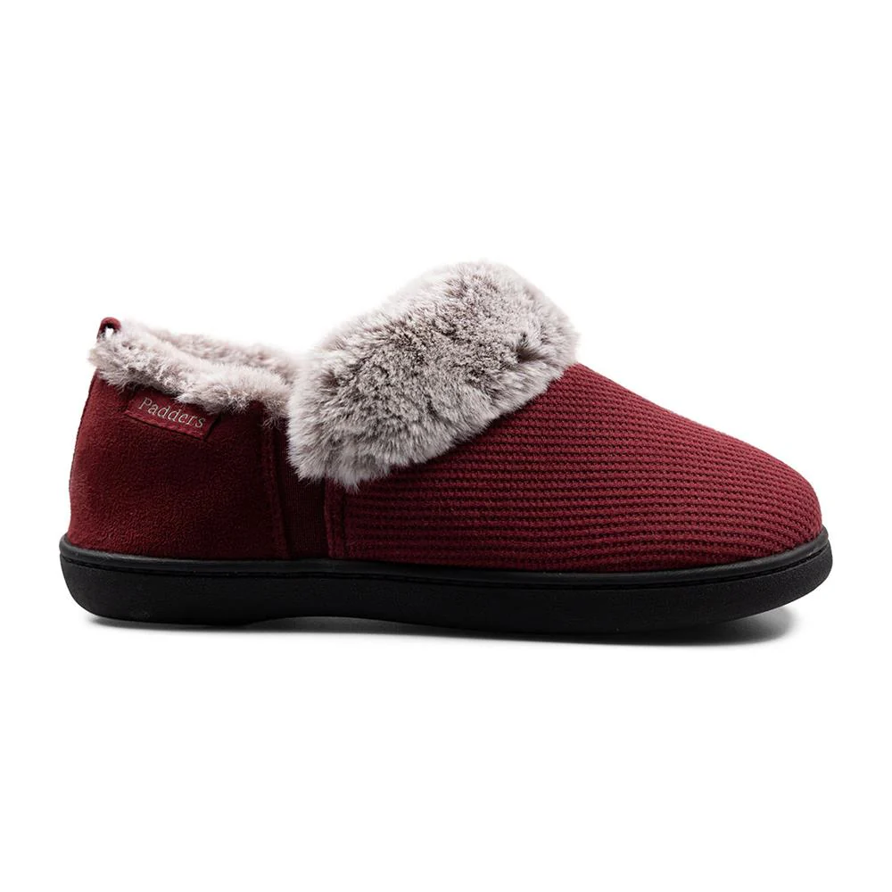 Padders Ladies Slippers 2E Side Stitched Washable - DORA - Dora / null - Bordeaux Combi - Image 2