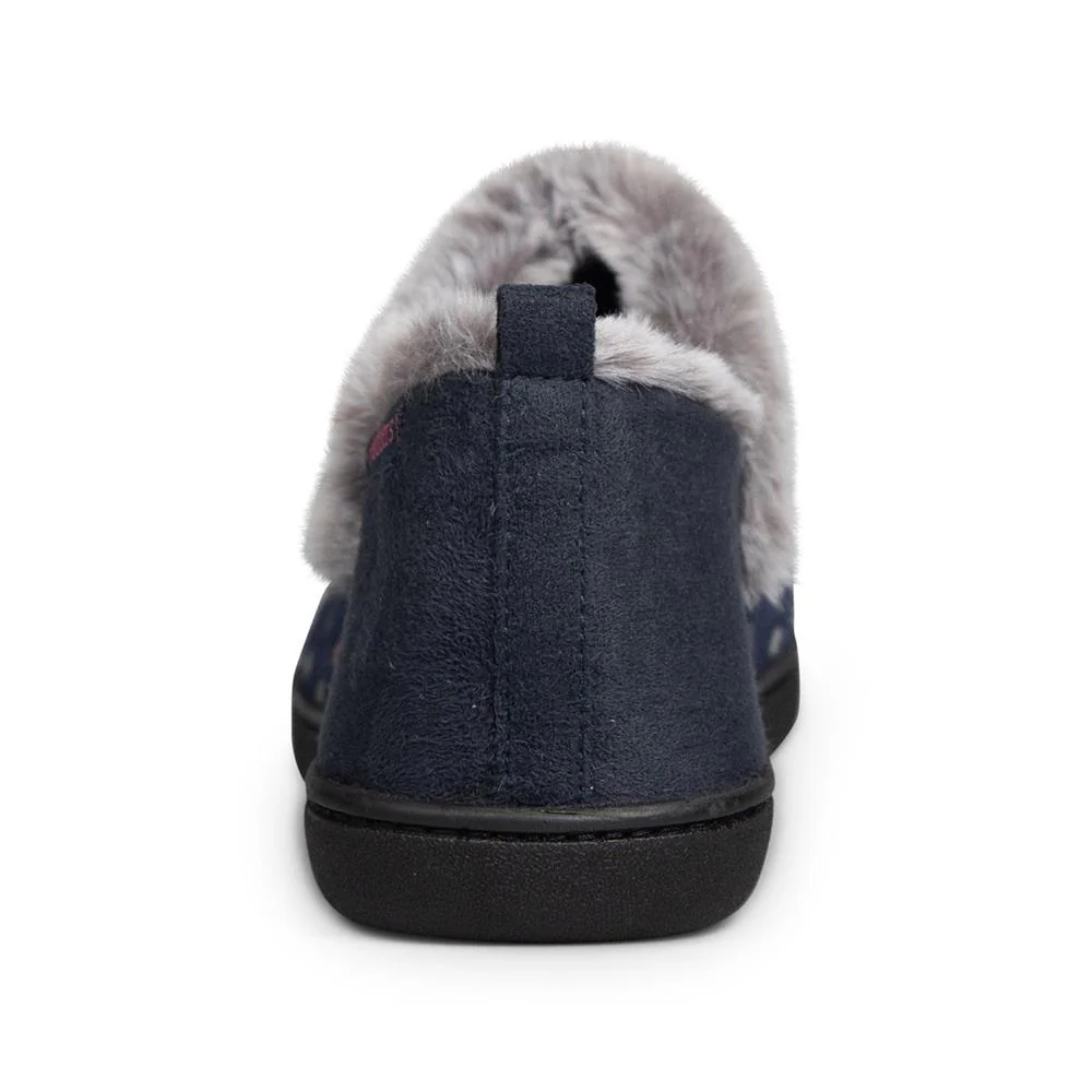 Padders Ladies Slippers 2E Side Stitched Washable - DORA - Dora / null - Navy Woven Spot - Image 3