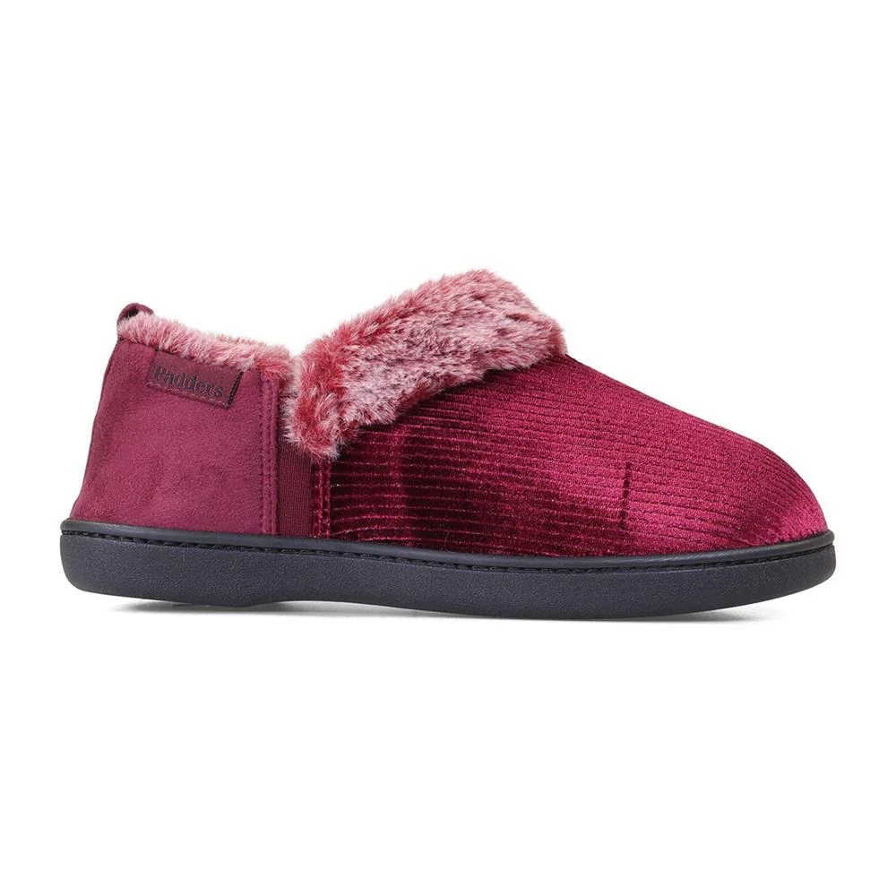 Padders Ladies Slippers 2E Side Stitched Washable - DORA - Dora / null - Winter Red Sparkle Cord - Image 2