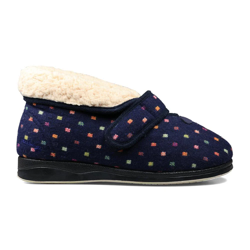 Padders + Ladies Slippers Dual Fit 4E/6E & 6E - BESS - Bess / null - Navy Woven Spot - Image 2
