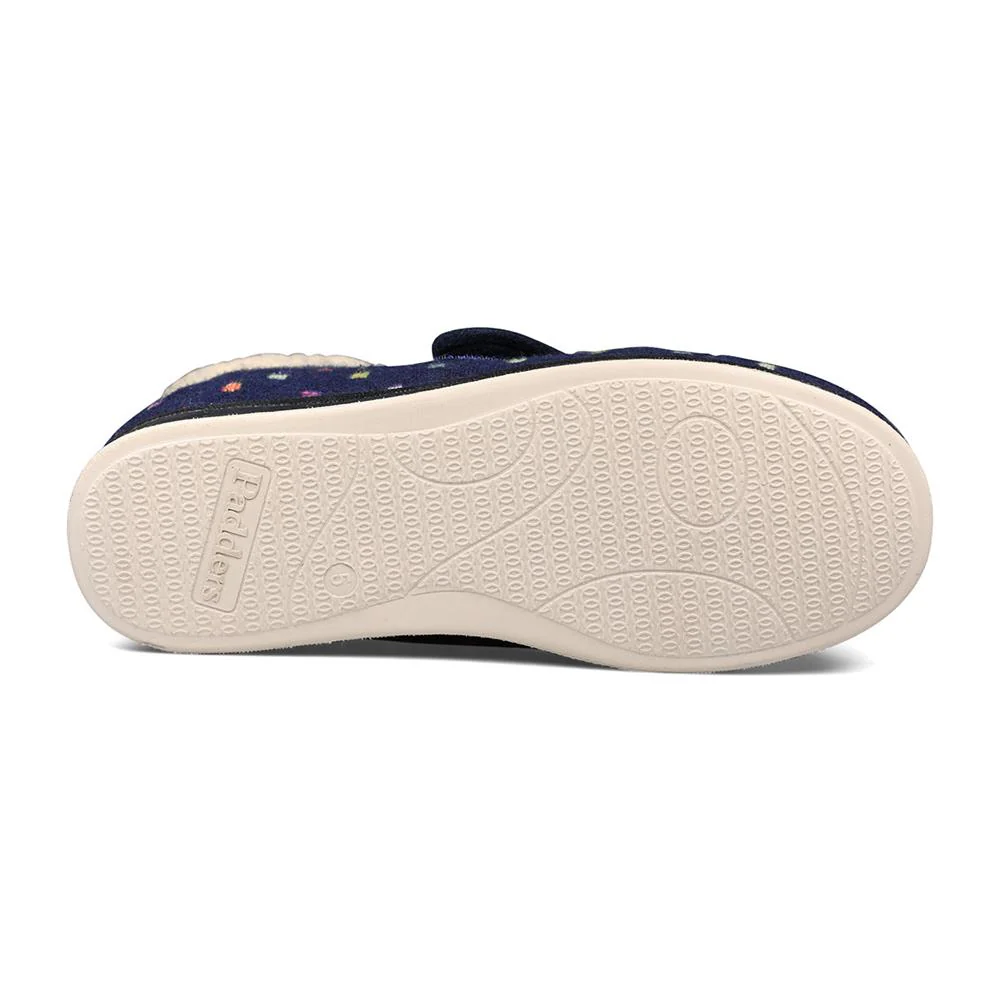 Padders + Ladies Slippers Dual Fit 4E/6E & 6E - BESS - Bess / null - Navy Woven Spot - Image 3