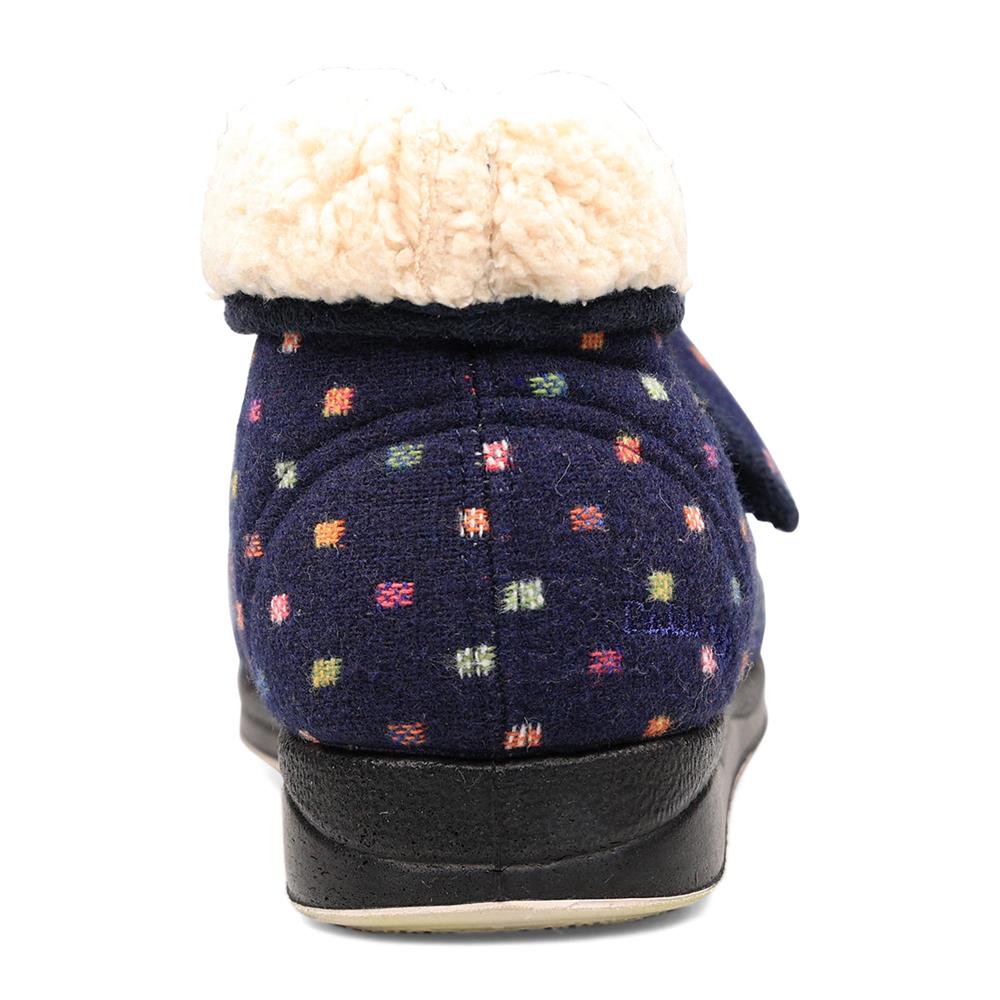 Padders + Ladies Slippers Dual Fit 4E/6E & 6E - BESS - Bess / null - Navy Woven Spot - Image 4