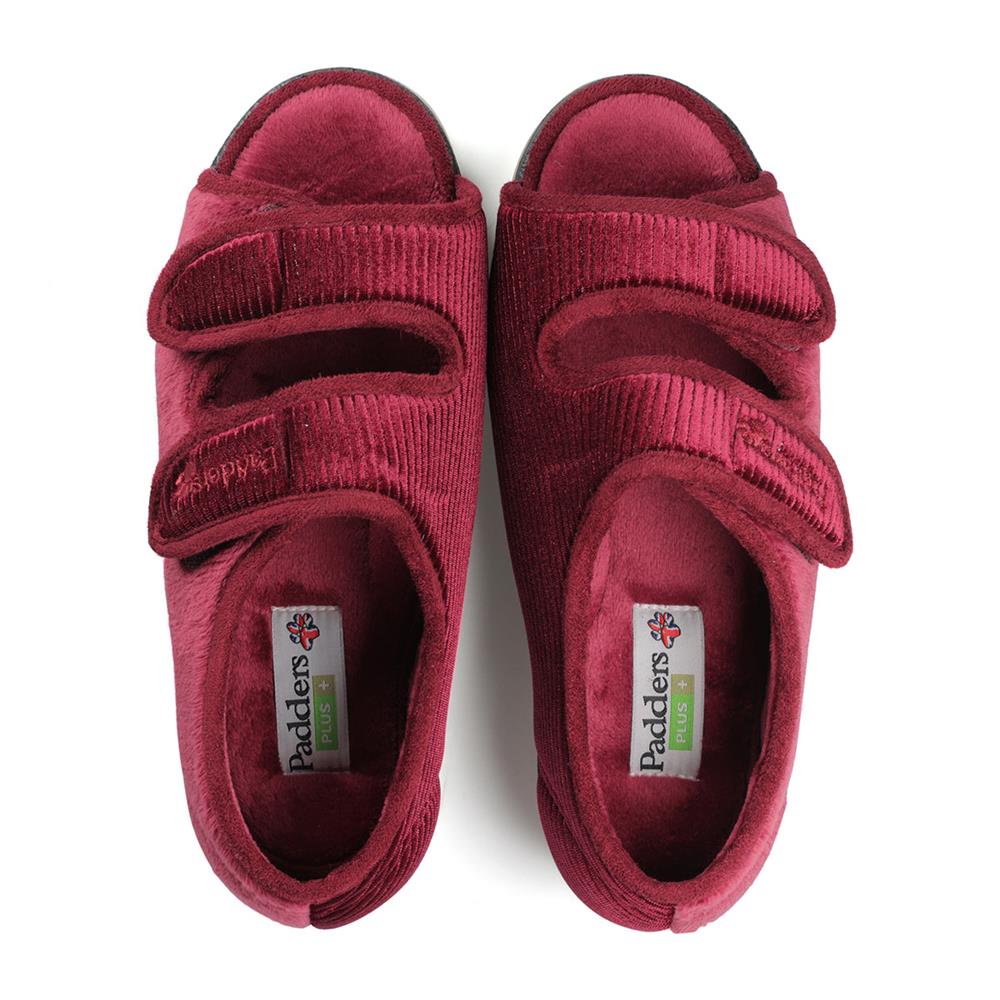 Padders + Ladies Slippers Dual Fit 4E/6E & 6E - LYDIAX - LydiaX / null - Winter Red Sparkle Cord - Image 6