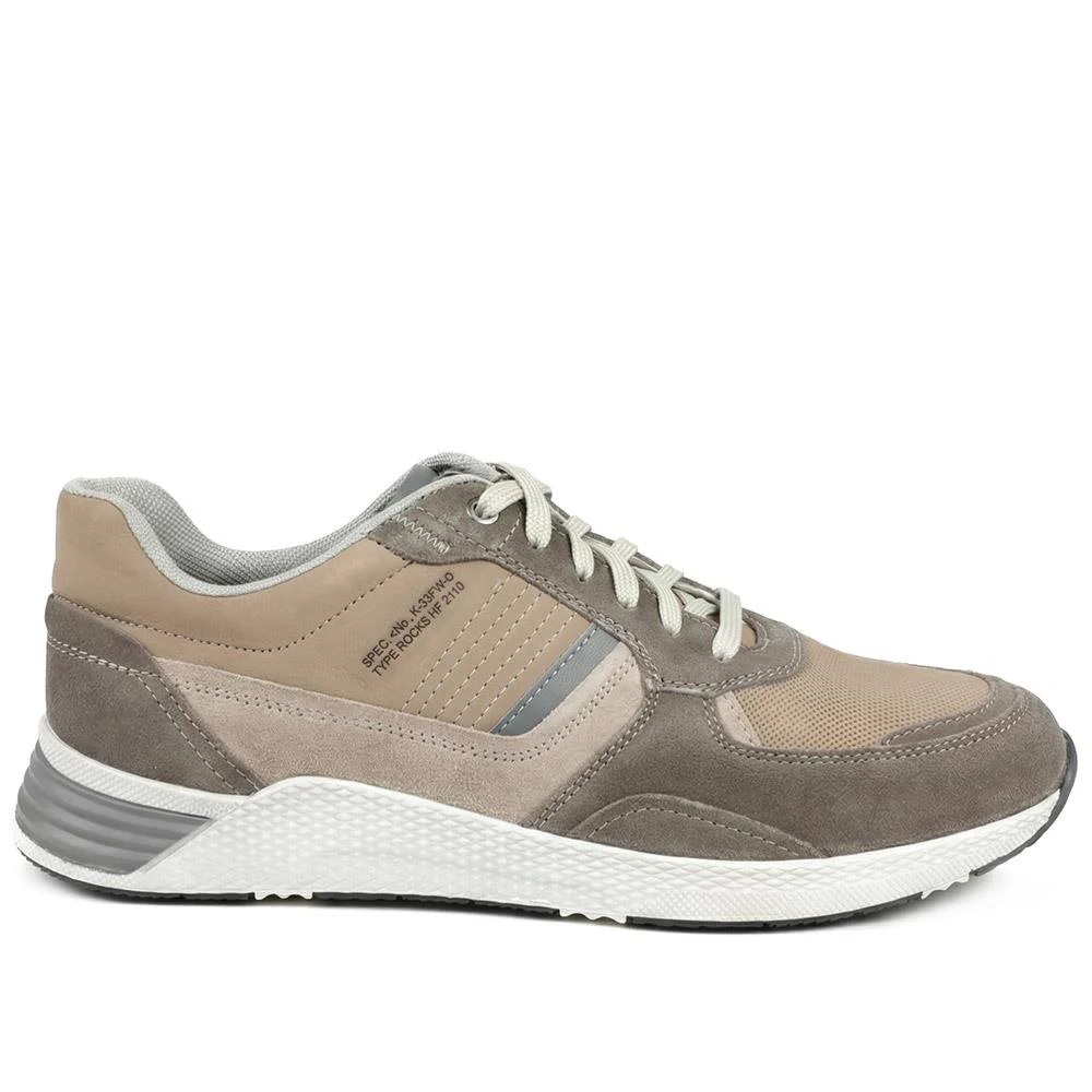 Padders Leather Lace Up Trainers - PADPARK43505 / 328 922 - Sand - Image 2
