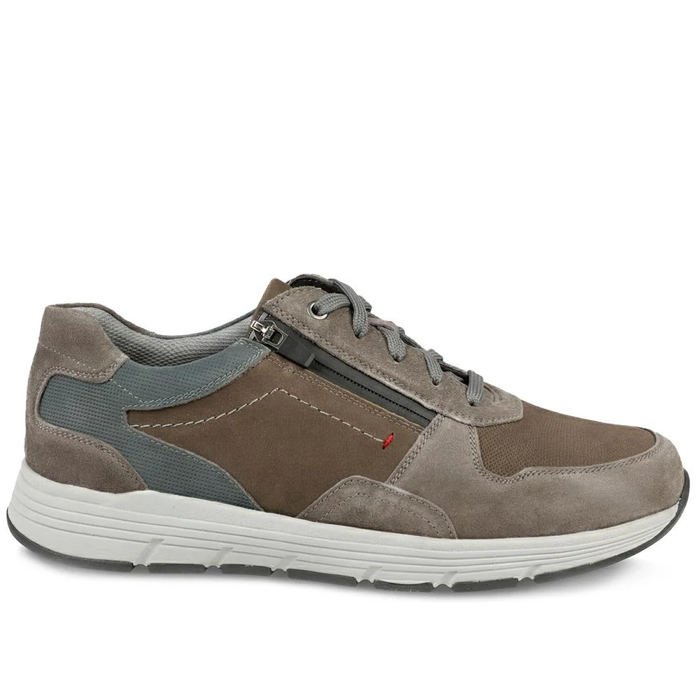 Padders Leather Zip & Lace Fasten Trainers - PADPARK43508 / 328 900 - Brown - Image 2