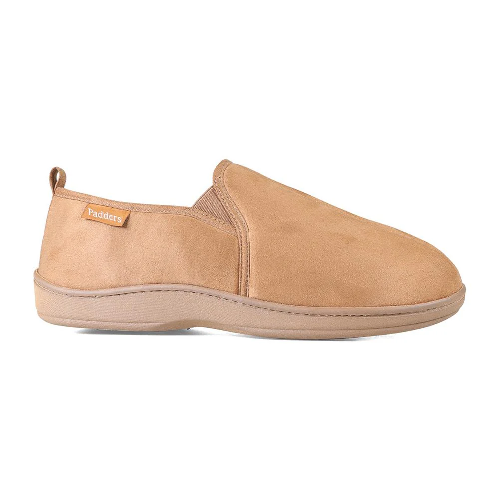 Padders Mens Slippers G Fit Side Stitched Washable - BASIL - Basil / null - CHESTNUT MICROSUEDE