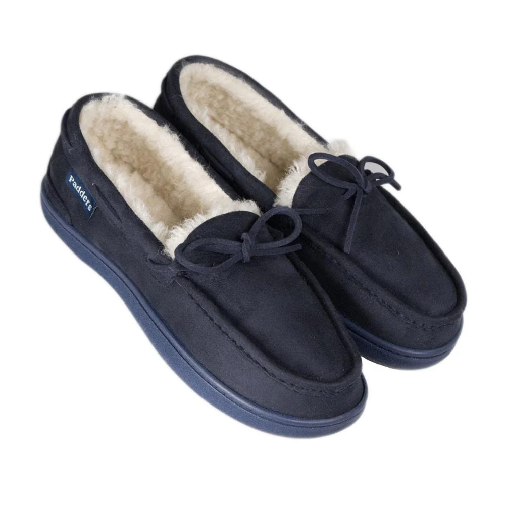 Padders Mens Slippers G Fit Side Stitched Washable - CAYENNE - Cayenne / null - Navy Microsuede