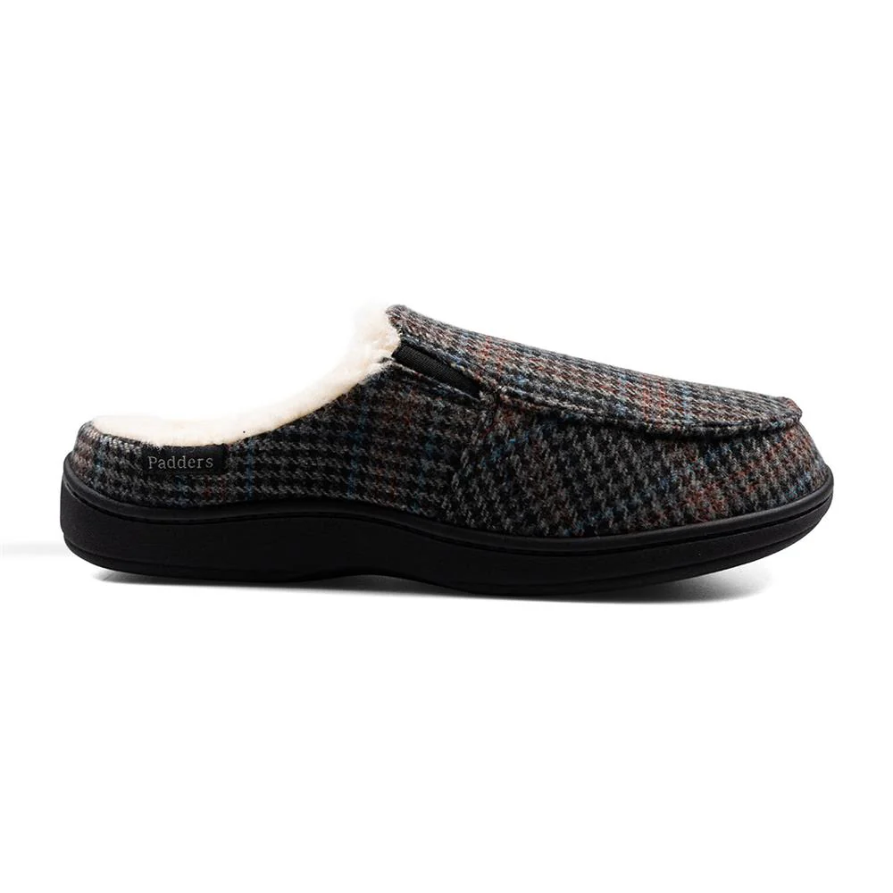 Padders Mens Slippers G Fit Side Stitched Washable - TOM - Tom / null - Blue Hounds Tooth - Image 2