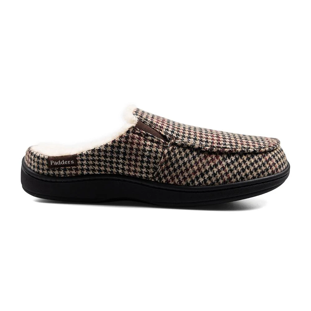 Padders Mens Slippers G Fit Side Stitched Washable - TOM - Tom / null - BROWN HOUNDS TOOTH - Image 2