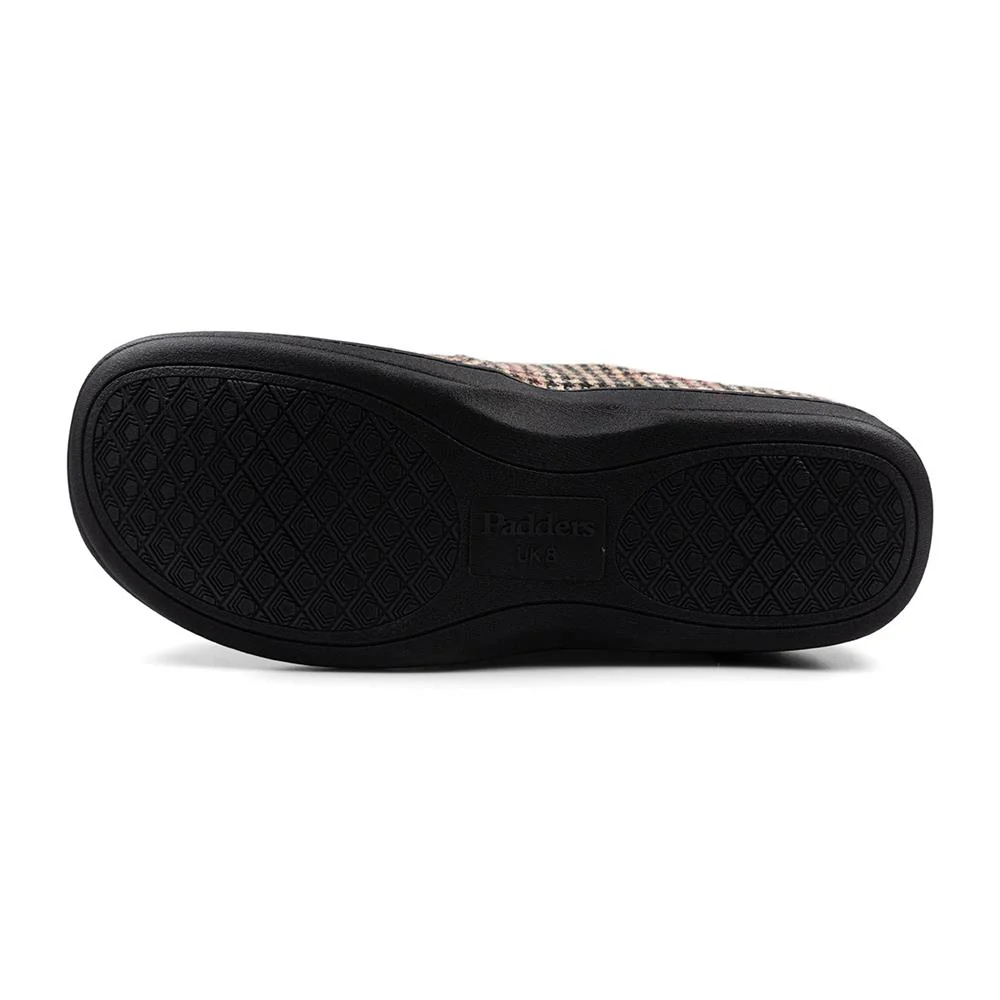 Padders Mens Slippers G Fit Side Stitched Washable - TOM - Tom / null - BROWN HOUNDS TOOTH - Image 3