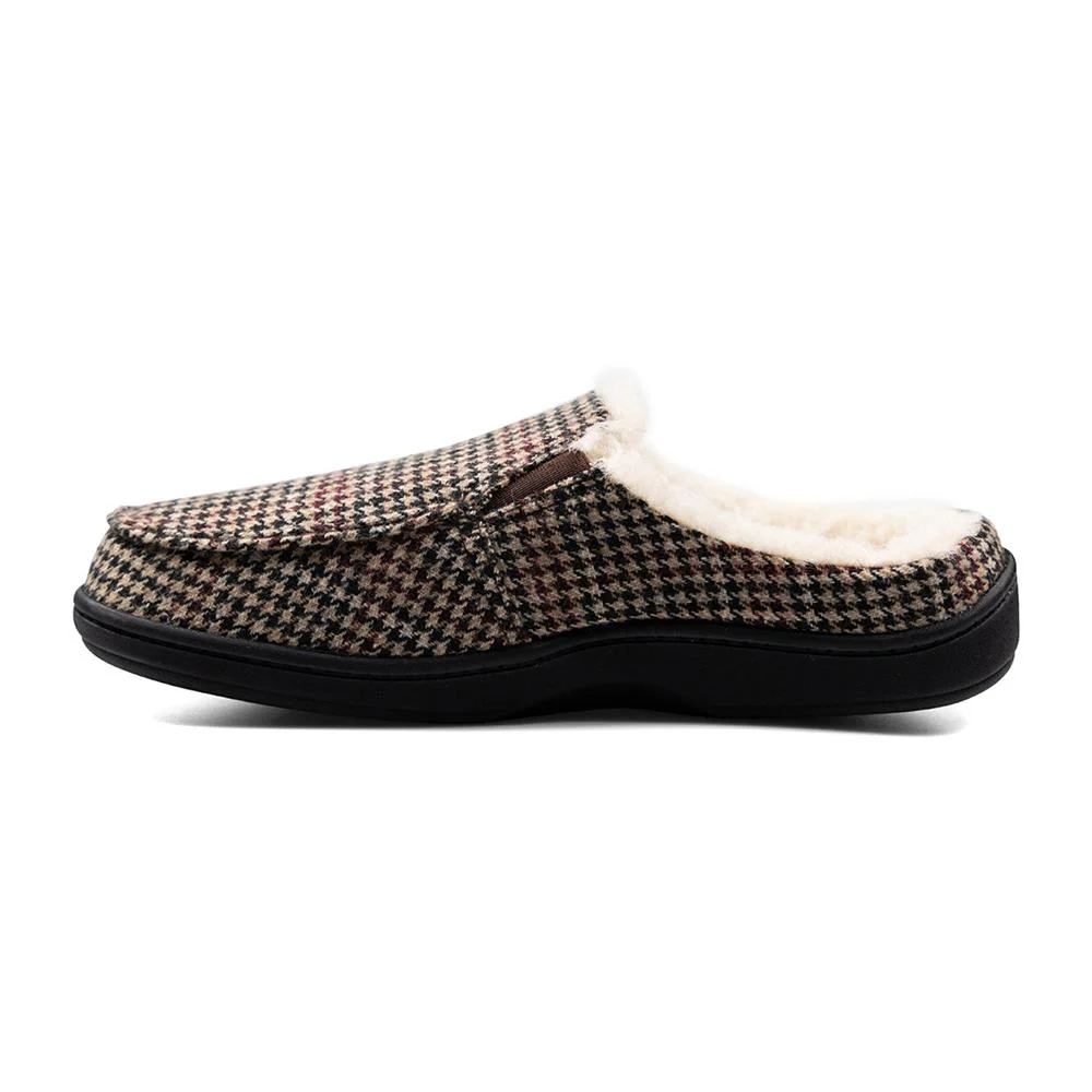 Padders Mens Slippers G Fit Side Stitched Washable - TOM - Tom / null - BROWN HOUNDS TOOTH - Image 5