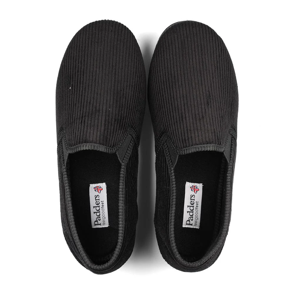 Padders Mens Slippers G Fit Vulcanised - ALBERT - Albert / null - Black Cord - Image 4