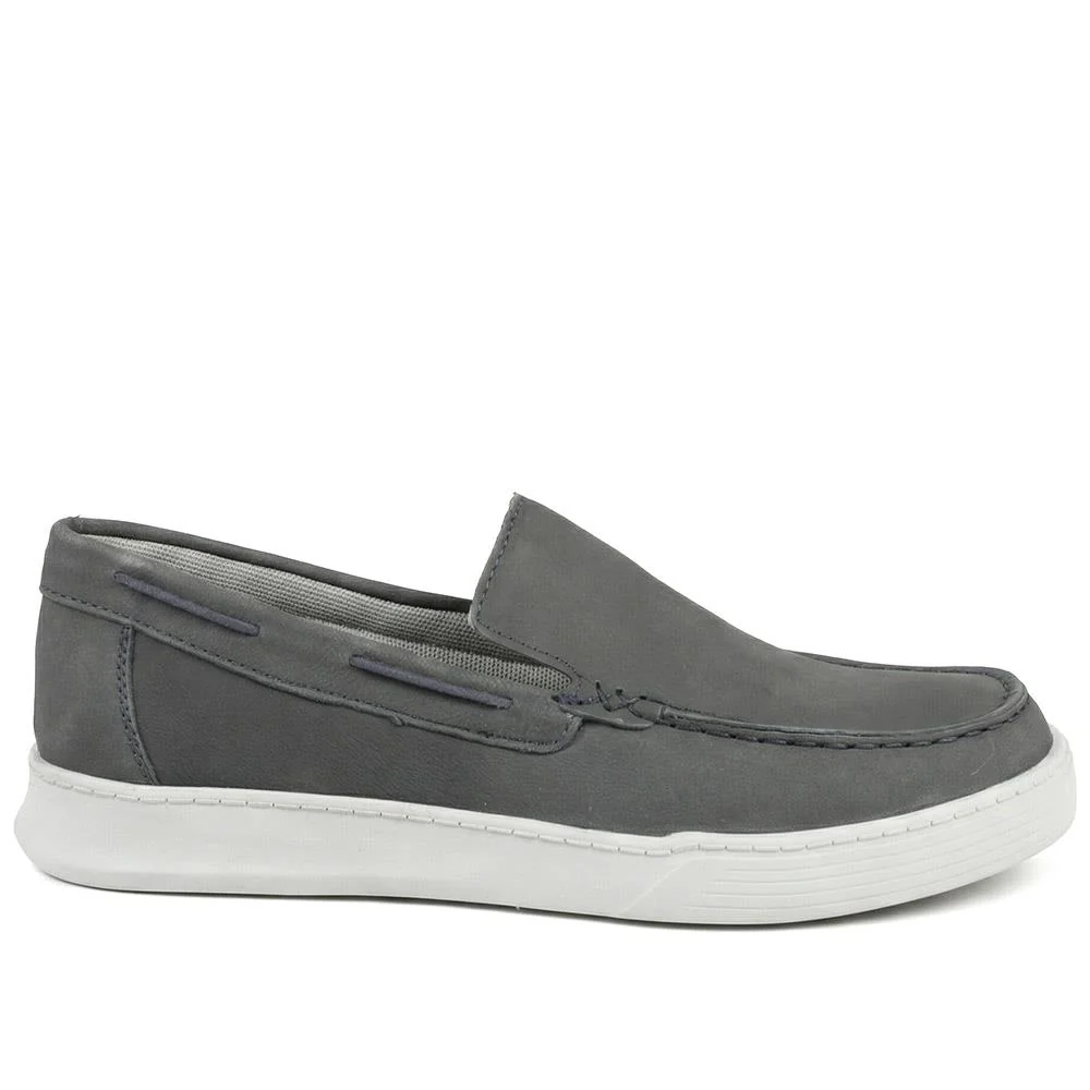 Padders Wide Fit Leather Slip On Shoes - PADPARK43502 / 328 899 - Navy - Image 2
