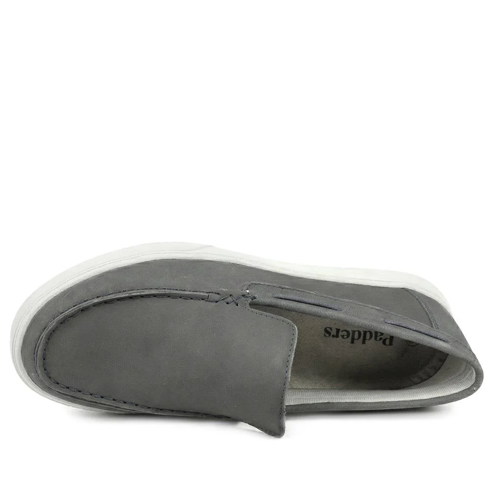 Padders Wide Fit Leather Slip On Shoes - PADPARK43502 / 328 899 - Navy - Image 4