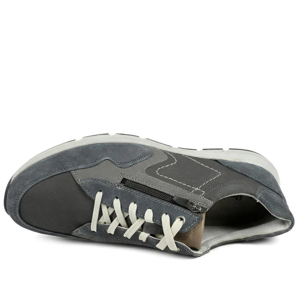 Padders Wide Fit Leather Zip & Lace Trainers - PADPARK43510 / 328 901 - Navy - Image 4