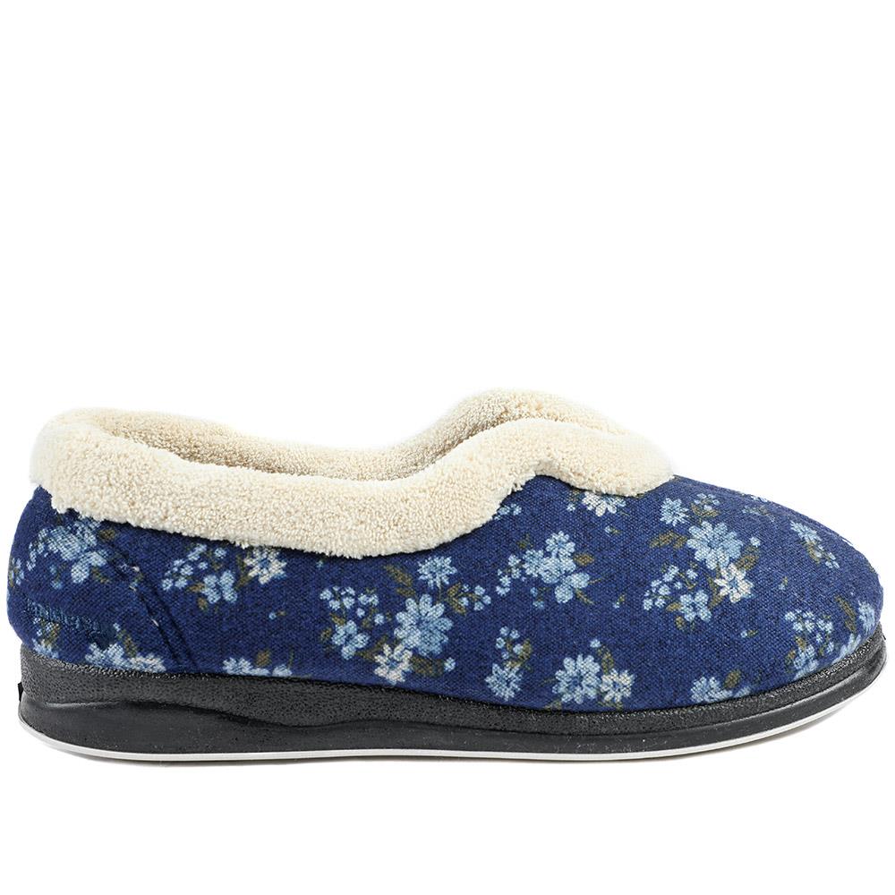 Padders Wide Fit Memory Foam Slippers - PADQING43006 / 329 403 - Navy - Image 3