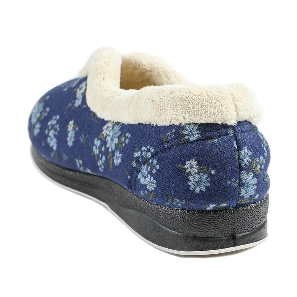 Padders Wide Fit Memory Foam Slippers - PADQING43006 / 329 403 - Navy - Image 4