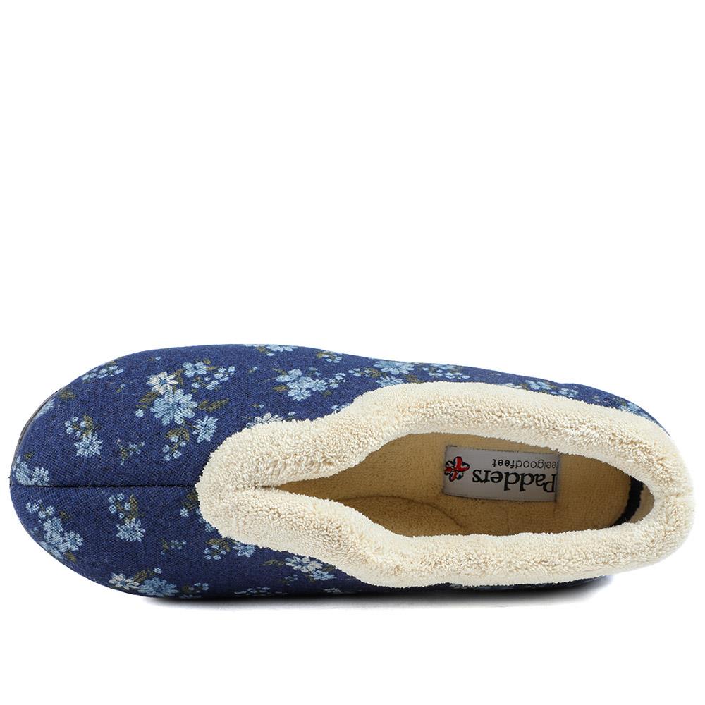 Padders Wide Fit Memory Foam Slippers - PADQING43006 / 329 403 - Navy - Image 5