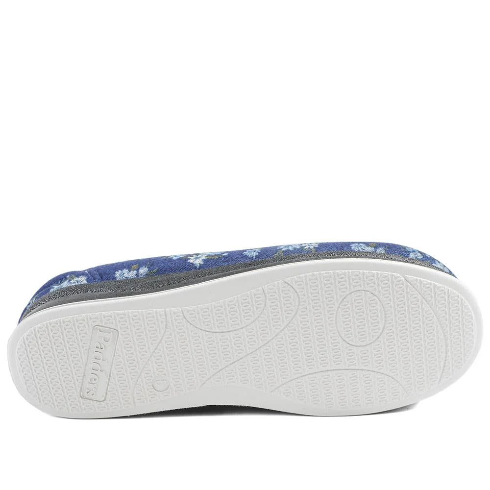 Padders Wide Fit Memory Foam Slippers - PADQING43006 / 329 403 - Navy - Image 6