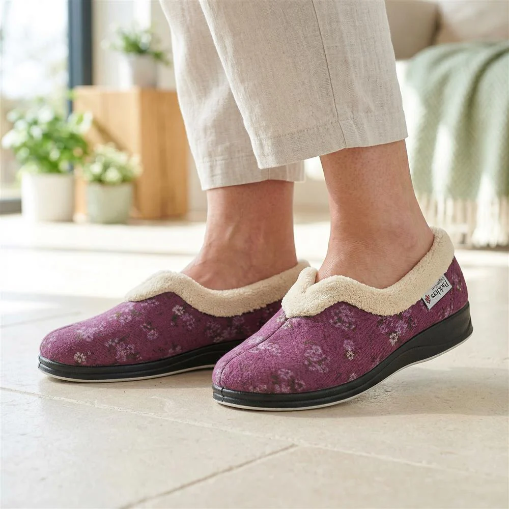 Padders Wide Fit Memory Foam Slippers - PADQING43006 / 329 403 - Purple - Image 2