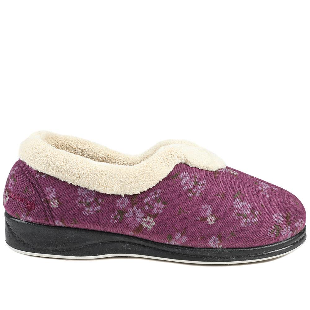 Padders Wide Fit Memory Foam Slippers - PADQING43006 / 329 403 - Purple - Image 3