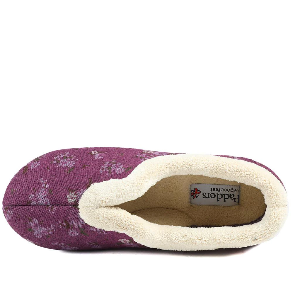 Padders Wide Fit Memory Foam Slippers - PADQING43006 / 329 403 - Purple - Image 5