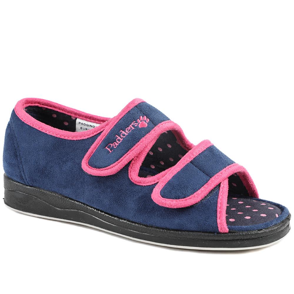 Padders Wide Fit Touch Fasten Slippers - PADQING43005 / 329 402 - Image 2