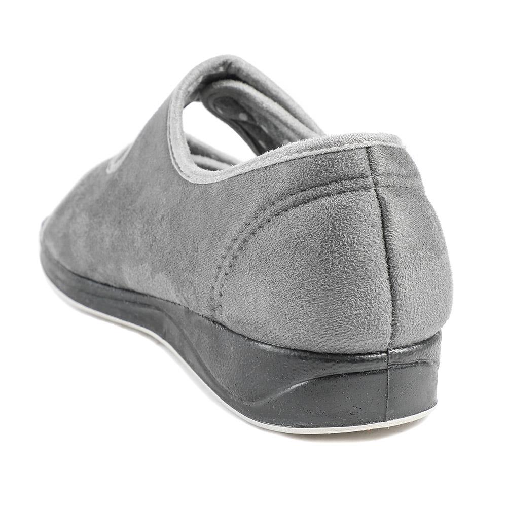 Padders Wide Fit Touch Fasten Slippers - PADQING43005 / 329 402 - Grey - Image 4