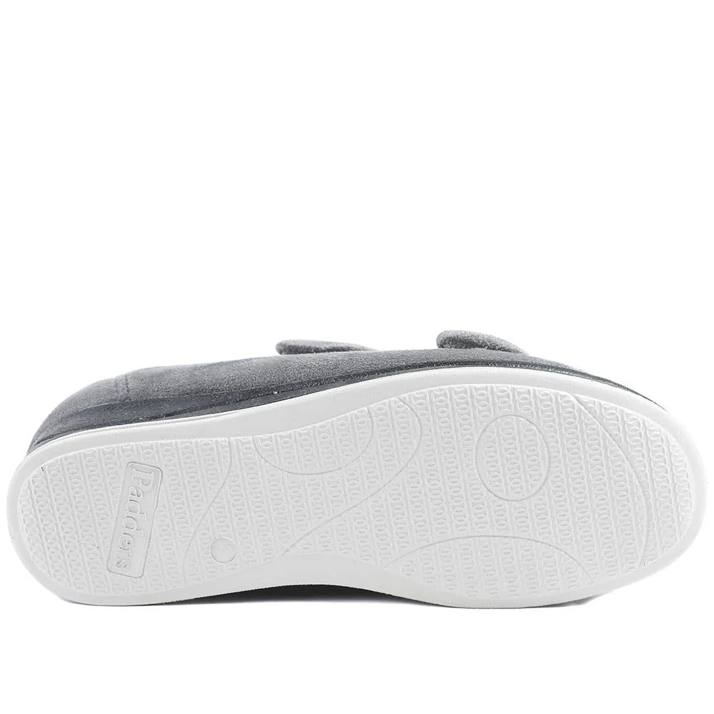 Padders Wide Fit Touch Fasten Slippers - PADQING43005 / 329 402 - Grey - Image 6
