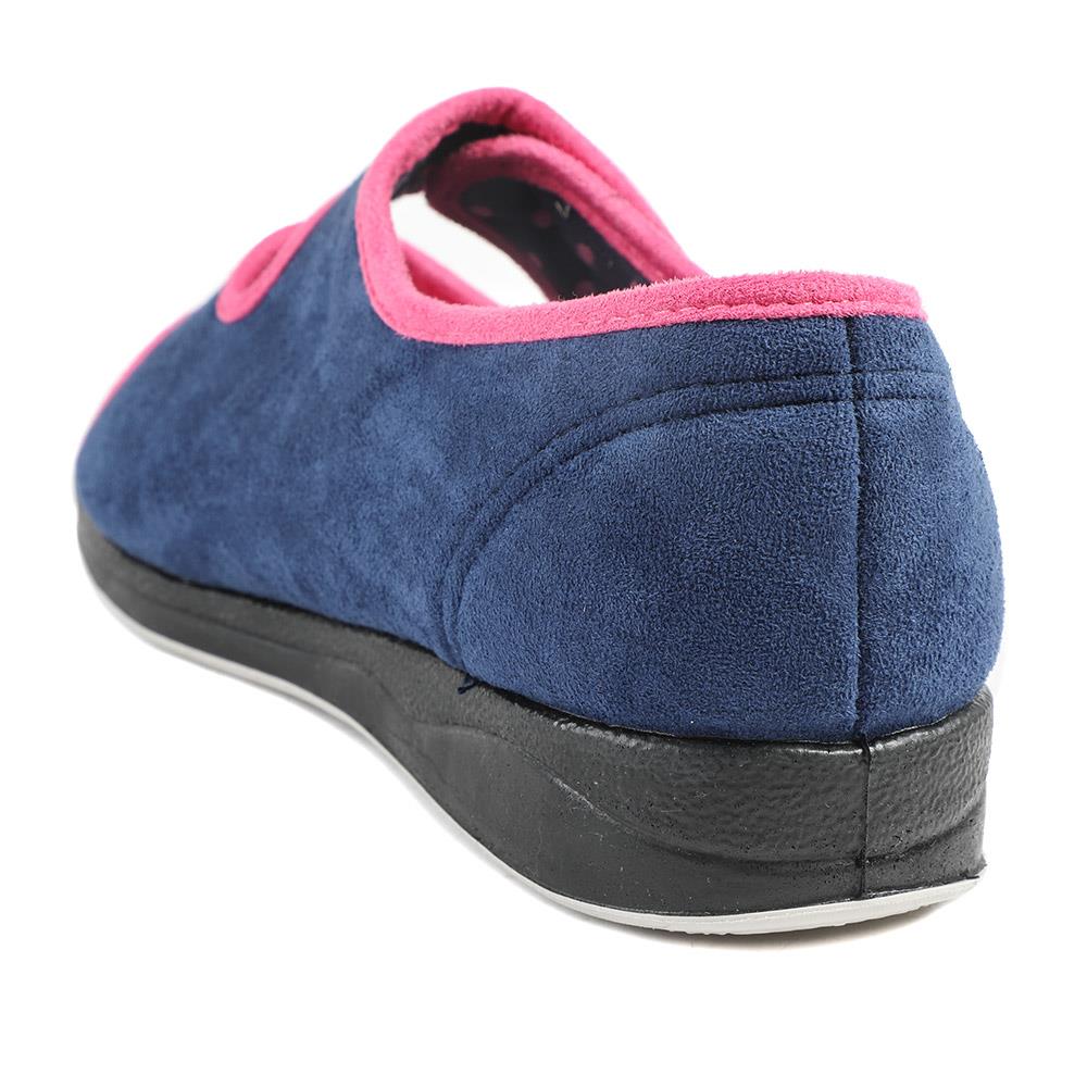 Padders Wide Fit Touch Fasten Slippers - PADQING43005 / 329 402 - Navy - Image 4