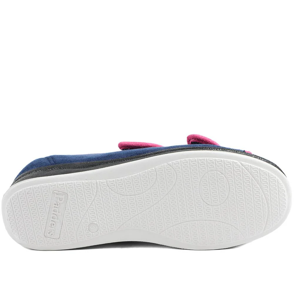 Padders Wide Fit Touch Fasten Slippers - PADQING43005 / 329 402 - Navy - Image 6